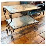 LR - Two-Tier Console Table with Reverse Painted Glass