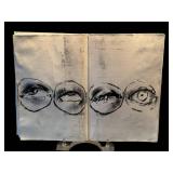 K - Original Work of Art - Black & White Eye Drawing on Book Pages