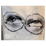 K - Original Work of Art - Black & White Eye Drawing on Book Pages
