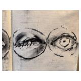K - Original Work of Art - Black & White Eye Drawing on Book Pages