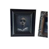 KP - Nicholas Harper Original Mini Paintings - Skull on Paper (Lot of 2)