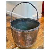 Large Antique Copper Bucket - Round-Bottom / Antique Copper Coal Bucket