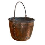 Large Antique Copper Bucket - Round-Bottom / Antique Copper Coal Bucket