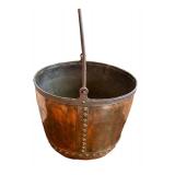 Large Antique Copper Bucket - Round-Bottom / Antique Copper Coal Bucket