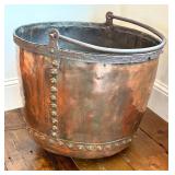 Large Antique Copper Bucket - Round-Bottom / Antique Copper Coal Bucket