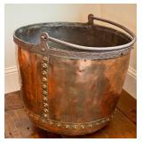 Large Antique Copper Bucket - Round-Bottom / Antique Copper Coal Bucket
