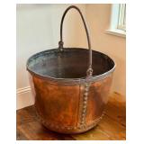 Large Antique Copper Bucket - Round-Bottom / Antique Copper Coal Bucket