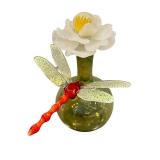 CF - Townsend Studio Handblown Glass Dauber Bottle with Flower & Dragonfly, 2006