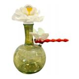 CF - Townsend Studio Handblown Glass Dauber Bottle with Flower & Dragonfly, 2006