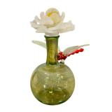 CF - Townsend Studio Handblown Glass Dauber Bottle with Flower & Dragonfly, 2006
