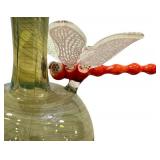 CF - Townsend Studio Handblown Glass Dauber Bottle with Flower & Dragonfly, 2006