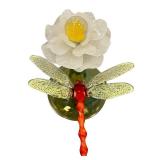 CF - Townsend Studio Handblown Glass Dauber Bottle with Flower & Dragonfly, 2006