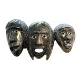 K - Kelly Etidloie Cape Dorset Inuit Serpentine Triptych Mask