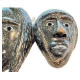 K - Kelly Etidloie Cape Dorset Inuit Serpentine Triptych Mask