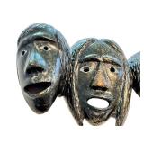 K - Kelly Etidloie Cape Dorset Inuit Serpentine Triptych Mask