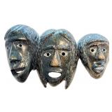 K - Kelly Etidloie Cape Dorset Inuit Serpentine Triptych Mask