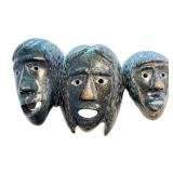 K - Kelly Etidloie Cape Dorset Inuit Serpentine Triptych Mask