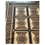 O - Handmade Floral Area Rug 47" x 71" Beige/Brown Border Pattern for Living Rooms