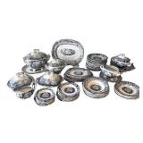 K - Antique Blue & White Transferware Children