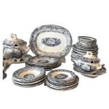 K - Antique Blue & White Transferware Children