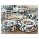 K - Antique Blue & White Transferware Children