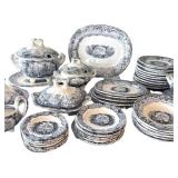 K - Antique Blue & White Transferware Children