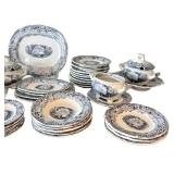K - Antique Blue & White Transferware Children