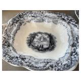 K - Antique Blue & White Transferware Children
