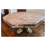 DR - Custom Dining Table 72-Inch Siena Marble - Mirrored Apron & Claw Feet