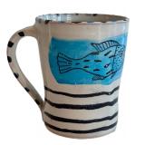 K2 - Amy Sabrina Pottery Mug - Hand-Painted Fish Motif