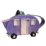 K - Artisan Ceramic Teapot - Camper Shape, Purple