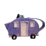 K - Artisan Ceramic Teapot - Camper Shape, Purple