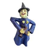 K - Artisan Witch Teapot Figurine - Ceramic, Blue Robe, Green Face