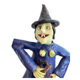 K - Artisan Witch Teapot Figurine - Ceramic, Blue Robe, Green Face