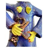 K - Artisan Witch Teapot Figurine - Ceramic, Blue Robe, Green Face