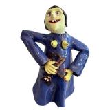 K - Artisan Witch Teapot Figurine - Ceramic, Blue Robe, Green Face