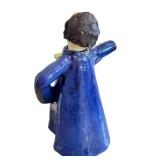K - Artisan Witch Teapot Figurine - Ceramic, Blue Robe, Green Face