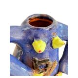 K - Artisan Witch Teapot Figurine - Ceramic, Blue Robe, Green Face