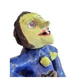 K - Artisan Witch Teapot Figurine - Ceramic, Blue Robe, Green Face