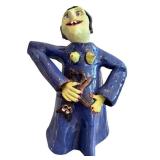 K - Artisan Witch Teapot Figurine - Ceramic, Blue Robe, Green Face