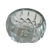 CB - Vintage Trinket Dish - 4-Inch Cut-Glass with Brass Lid & IHS Cross