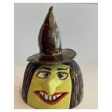 CB - Witch Jar Head - Handcrafted Ceramic Sculpture, 6in Tall, Hat with Star Cutout