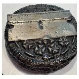 K - OREO Razor Paperweight Sculpture - 1.75 in Diameter, Desk Art