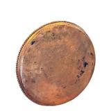 K - Large Vintage Copper Circular Tray - 29-Inch Diameter, Beaded Edge, Patina