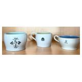 CB - Stoneware Mugs (Lot of 3) - Floral Bird Crest, Crest Emblem & Skull Motif