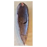 K - Wooden Tigre Mask w/ Mirror Eyes & Carved Figurine (Lot of 2)