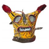 LR - Mexican Tigre Style Jacquar Dance Ritual Metal Mask