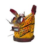 LR - Mexican Tigre Style Jacquar Dance Ritual Metal Mask