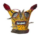 LR - Mexican Tigre Style Jacquar Dance Ritual Metal Mask