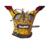 LR - Mexican Tigre Style Jacquar Dance Ritual Metal Mask